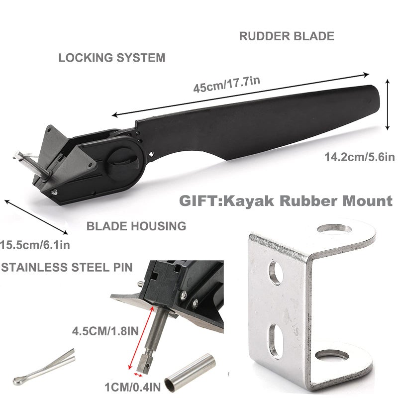 Borogo Kayak Rudder, Fishing Watercraft Canoe Boat Rudder (Nylon Glass Fiber) Replacement Parts Foot Control Steering System Kayak Accessories with Control Line Kit - Image 2